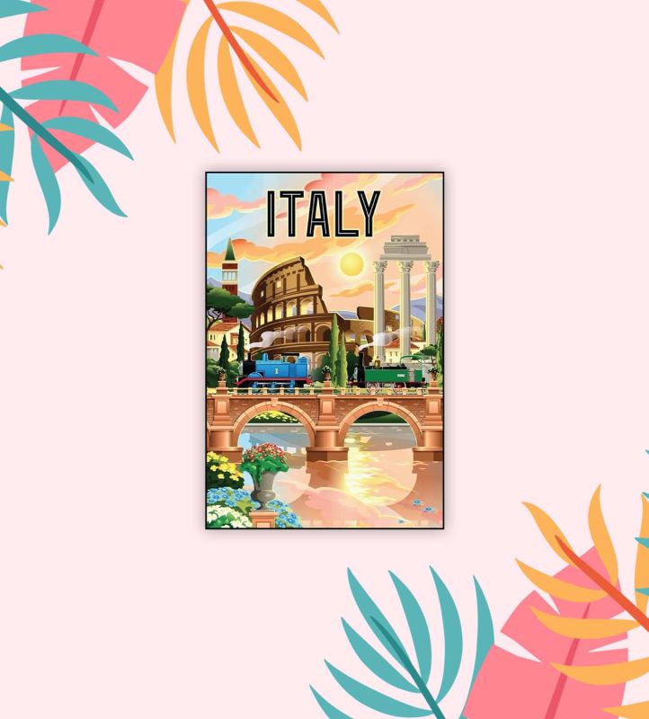 Wooden Fridge Magnet Indian Souvenir Gift Items  Gift for Travels  Decorative Magnet for Kitchen, Refrigerator Door, Home Decor (Italy)